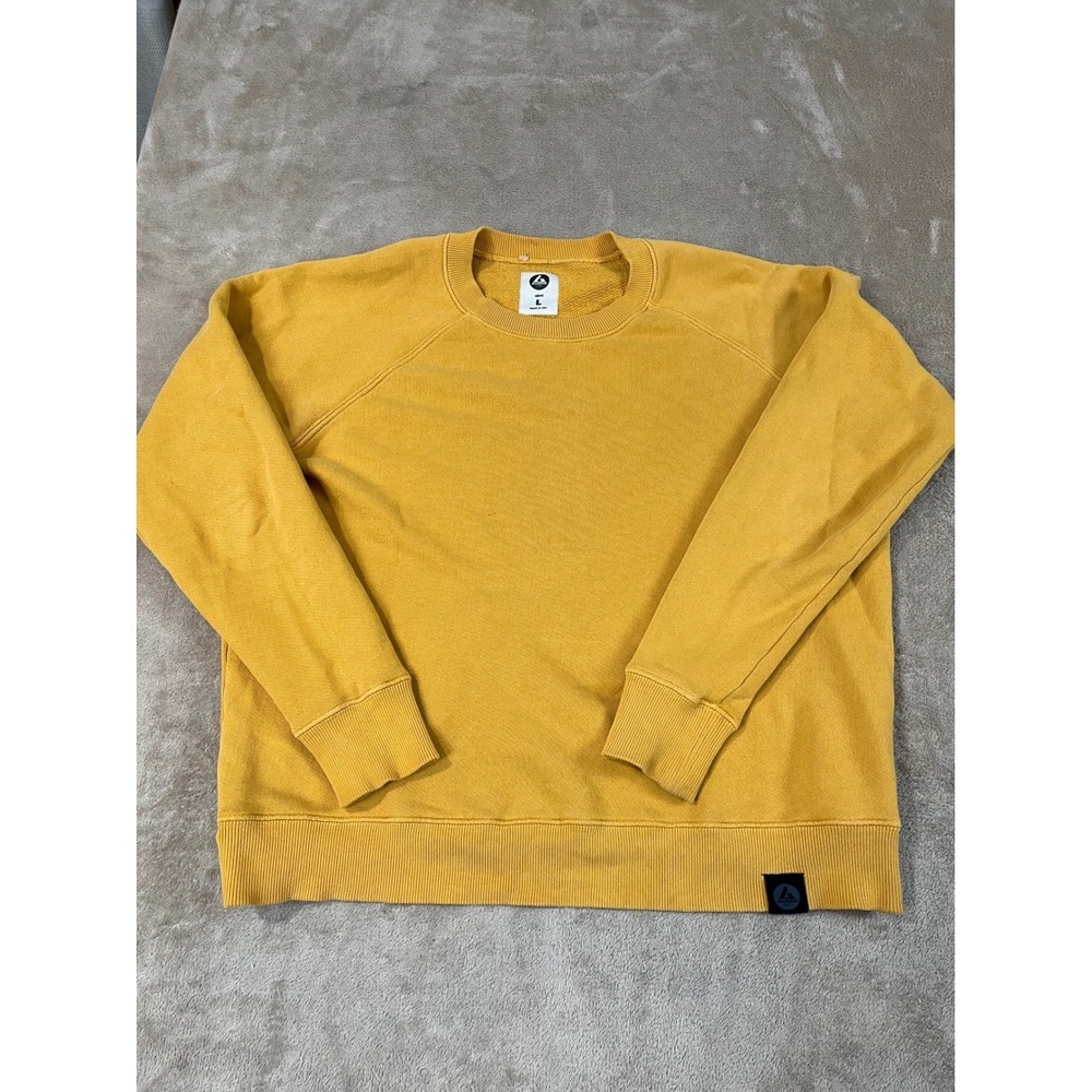AMERICAN GIANT Light Sweater Men's L Yellow Cotton Long Sleeve USA Made GOOD
